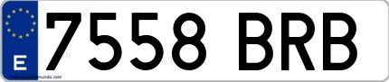 Ejemplo de matrícula española 7558 BRB