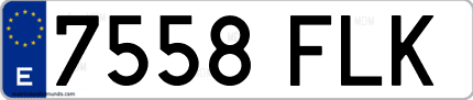 Ejemplo de matrícula de coche ordinaria 7558 FLK