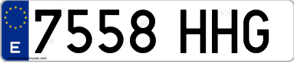 Ejemplo de matrícula de coche ordinaria 7558 HHG