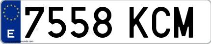Ejemplo de matrícula española 7558 KCM