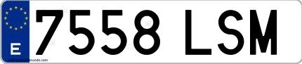Ejemplo de matrícula española 7558 LSM
