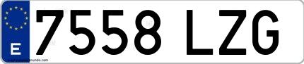 Ejemplo de matrícula española 7558 LZG