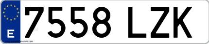 Ejemplo de matrícula española 7558 LZK