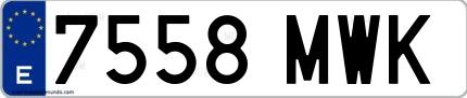 Ejemplo de matrícula española 7558 MWK