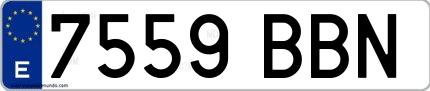 Ejemplo de matrícula española 7559 BBN