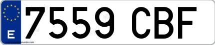 Ejemplo de matrícula española 7559 CBF