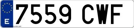 Ejemplo de matrícula española 7559 CWF