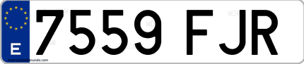 Ejemplo de matrícula de coche ordinaria 7559 FJR