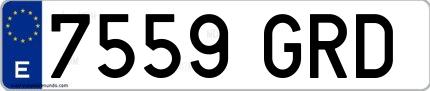 Ejemplo de matrícula española 7559 GRD