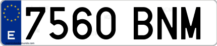 Ejemplo de matrícula de coche ordinaria 7560 BNM