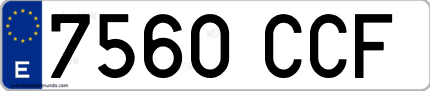 Ejemplo de matrícula de coche ordinaria 7560 CCF