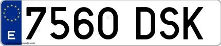Ejemplo de matrícula española 7560 DSK