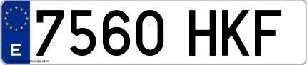 Ejemplo de matrícula española 7560 HKF