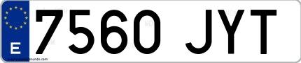 Ejemplo de matrícula española 7560 JYT