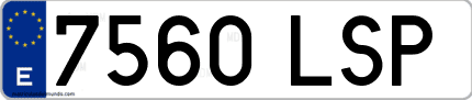 Ejemplo de matrícula de coche ordinaria 7560 LSP