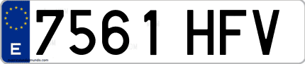 Ejemplo de matrícula de coche ordinaria 7561 HFV