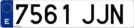 Ejemplo de matrícula de coche ordinaria 7561 JJN