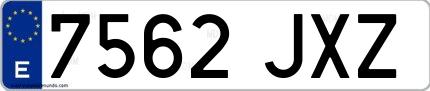 Ejemplo de matrícula española 7562 JXZ