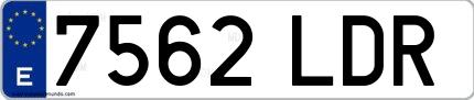 Ejemplo de matrícula española 7562 LDR