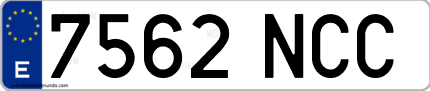 Ejemplo de matrícula de coche ordinaria 7562 NCC
