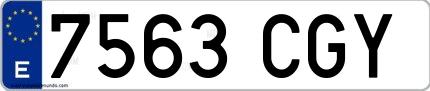 Ejemplo de matrícula de coche ordinaria 7563 CGY