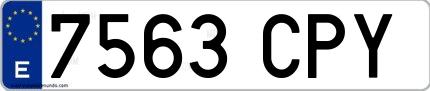 Ejemplo de matrícula española 7563 CPY