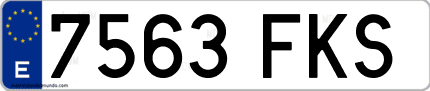 Ejemplo de matrícula de coche ordinaria 7563 FKS