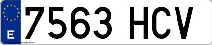 Ejemplo de matrícula española 7563 HCV