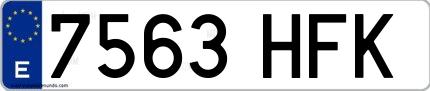 Ejemplo de matrícula española 7563 HFK