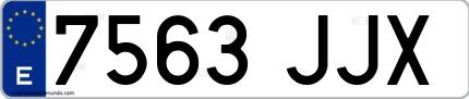 Ejemplo de matrícula española 7563 JJX