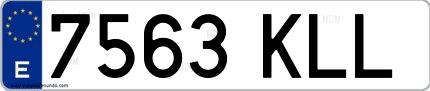 Ejemplo de matrícula española 7563 KLL