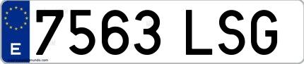 Ejemplo de matrícula española 7563 LSG