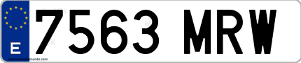 Ejemplo de matrícula de coche ordinaria 7563 MRW