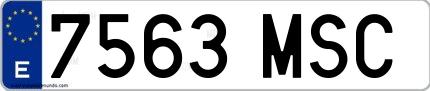 Ejemplo de matrícula española 7563 MSC