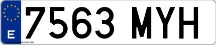 Ejemplo de matrícula española 7563 MYH