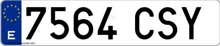 Ejemplo de matrícula española 7564 CSY
