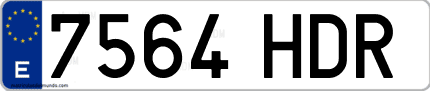 Ejemplo de matrícula de coche ordinaria 7564 HDR
