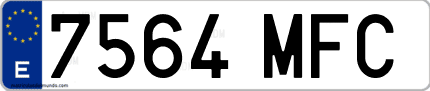 Ejemplo de matrícula de coche ordinaria 7564 MFC