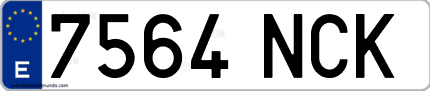 Ejemplo de matrícula de coche ordinaria 7564 NCK