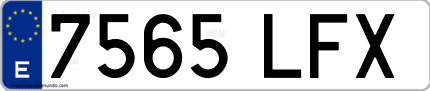 Ejemplo de matrícula de coche ordinaria 7565 LFX