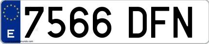 Ejemplo de matrícula española 7566 DFN