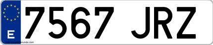 Ejemplo de matrícula española 7567 JRZ