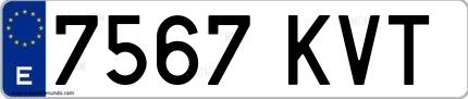 Ejemplo de matrícula española 7567 KVT