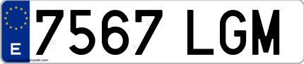 Ejemplo de matrícula de coche ordinaria 7567 LGM