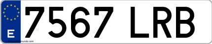 Ejemplo de matrícula española 7567 LRB