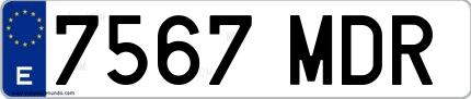 Ejemplo de matrícula española 7567 MDR