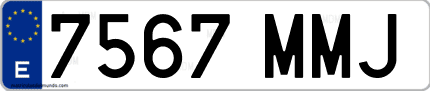 Ejemplo de matrícula de coche ordinaria 7567 MMJ