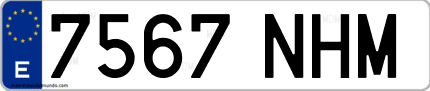 Ejemplo de matrícula de coche ordinaria 7567 NHM