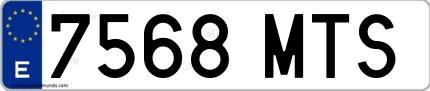 Ejemplo de matrícula española 7568 MTS
