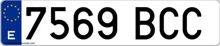 Ejemplo de matrícula española 7569 BCC